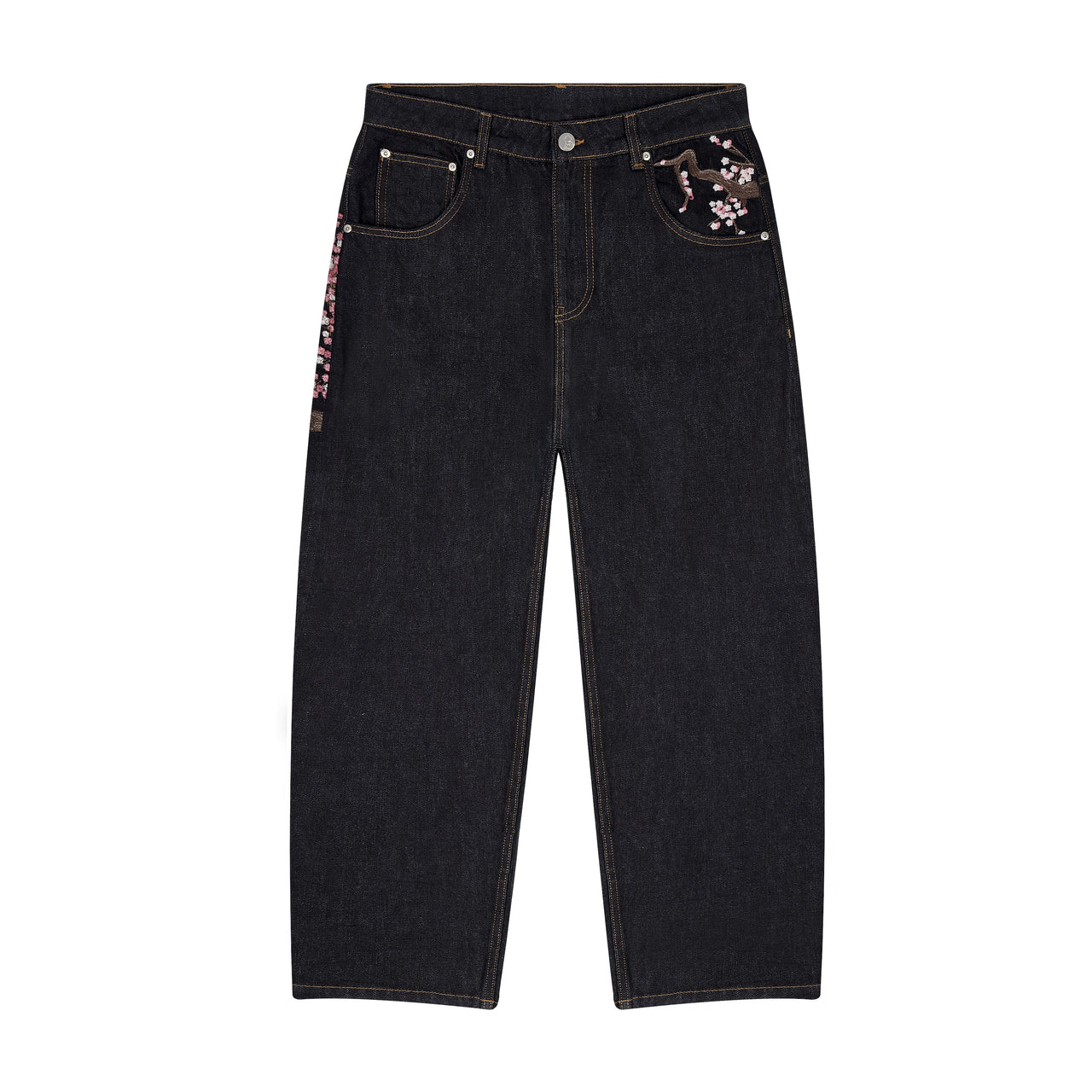 Jeans brodé fleur de cerisier
