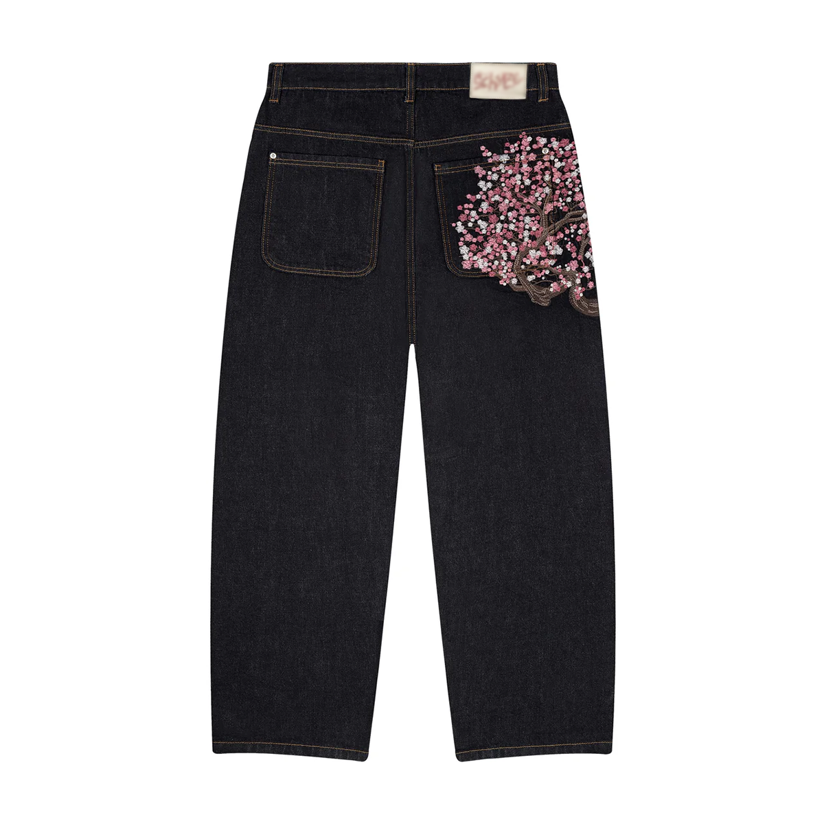 Jeans brodé fleur de cerisier