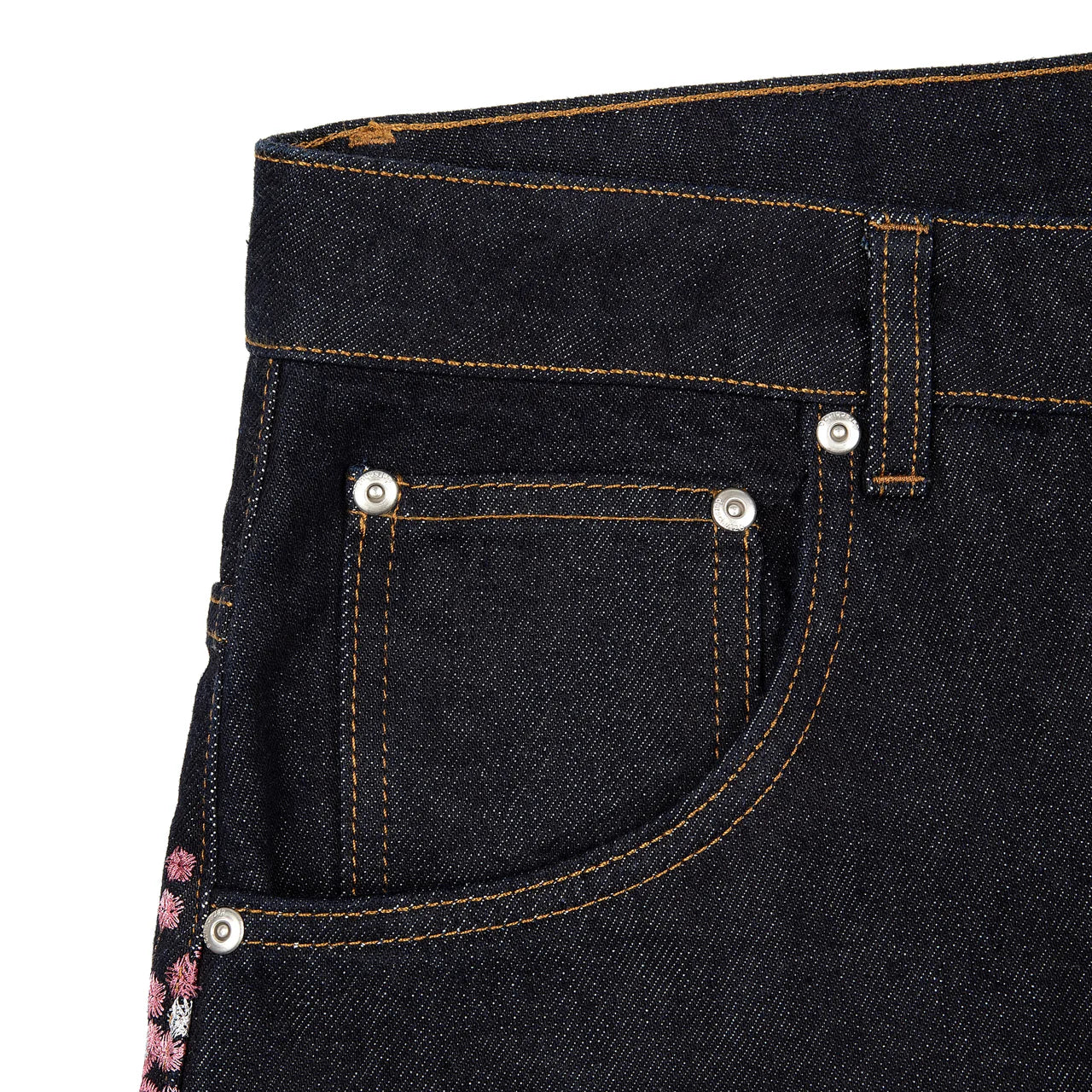 Jeans brodé fleur de cerisier